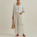 Risteena – Minimalistisches Dreiteiliges Set Aus Leinen Und Baumwolle in Weiß