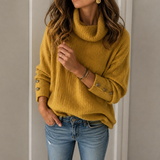 Hildegard | Damen Warme Strick Rollkragenpullover in Gelb