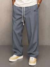 Hose Herren Weit Mit Bundfalte in Grau
