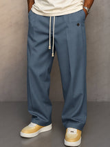 Hose Herren Weit Mit Bundfalte in Blau