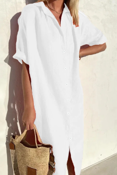 Imeldine | Bequemes langes Kleid im Hemdenstil