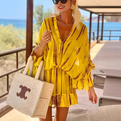 Vera - Puffärmel Ombre Druck Mini Kleid