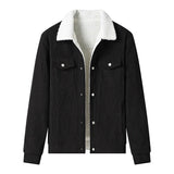 Herren-Cordjacke mit Fleece-Futter, legerer Stil - Alain in Schwarz