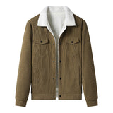Herren-Cordjacke mit Fleece-Futter, legerer Stil - Alain in Braun