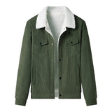 Herren-Cordjacke mit Fleece-Futter, legerer Stil - Alain in Grün