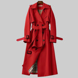 Amira | Damen Klassischer Trenchcoat mit Gürtel für den Winter in Rot