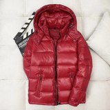 Jannik | Herren Winterjacke Mit Kapuze, Glänzendem Design Und Reißverschluss in Rot