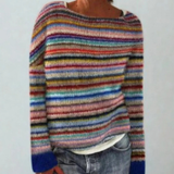 Jasmin | Damen Retro Pullover mit Norweger Muster und Strick in Mehrfarbig