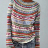 Jasmin | Damen Retro Pullover mit Norweger Muster und Strick in Regenbogen