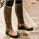 Johanna | Damen Orthopädische Wasserdichte Leder Stiefel mit Langem Schaft und Schnalle in Braun