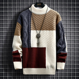 Jonas | Herren Strickpullover Mit Colorblock Muster, Struktur Design Und Langarm Design in Rot