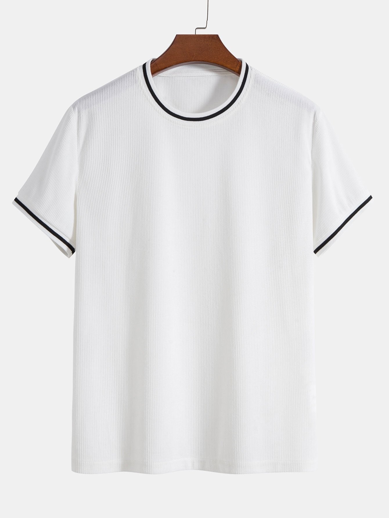 Kurzärmeliges Stretch-Cord-Ringer-T-Shirt & Camp; Cord-Shorts