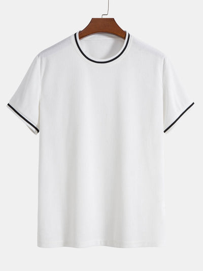 Kurzärmeliges Stretch-Cord-Ringer-T-Shirt & Camp; Cord-Shorts