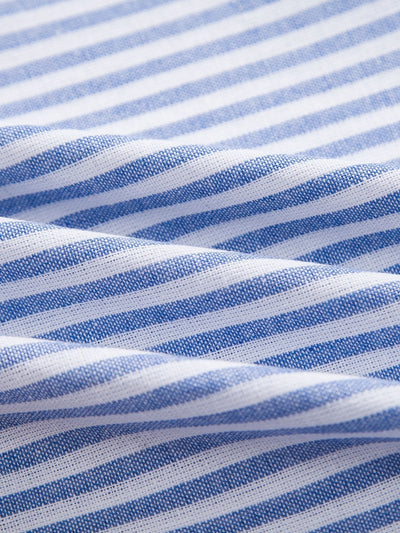 Kurzärmeliges gestreiftes Button-Down-Hemd aus Baumwollmischung