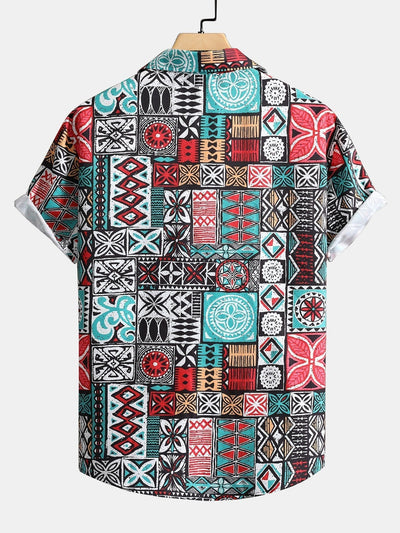 Stove Patchwork Print Button Up Hemd