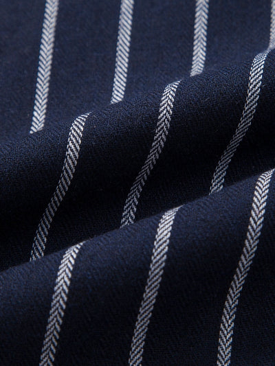 Gestreiftes Hemd mit Knopfleiste aus Baumwollmischung und Leinenhose mit geradem Bein