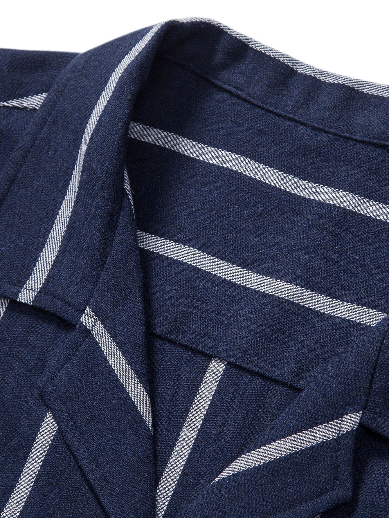 Gestreiftes kubanisches Hemd aus Baumwollmischung und Leinenhose mit geradem Bein