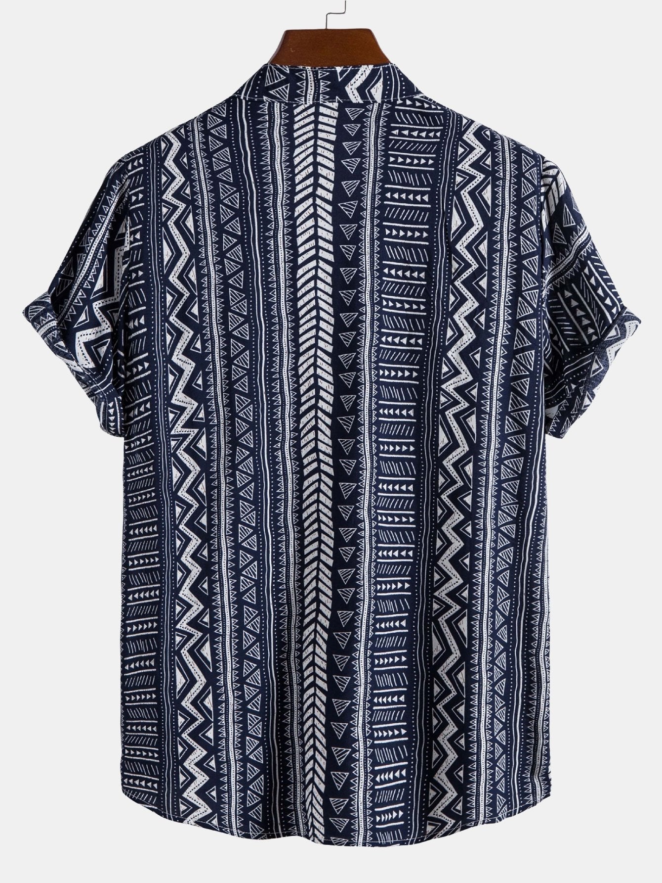 Shirt mit geometrischem Tribal-Druck und halber Knopfleiste mit Henley-Kragen