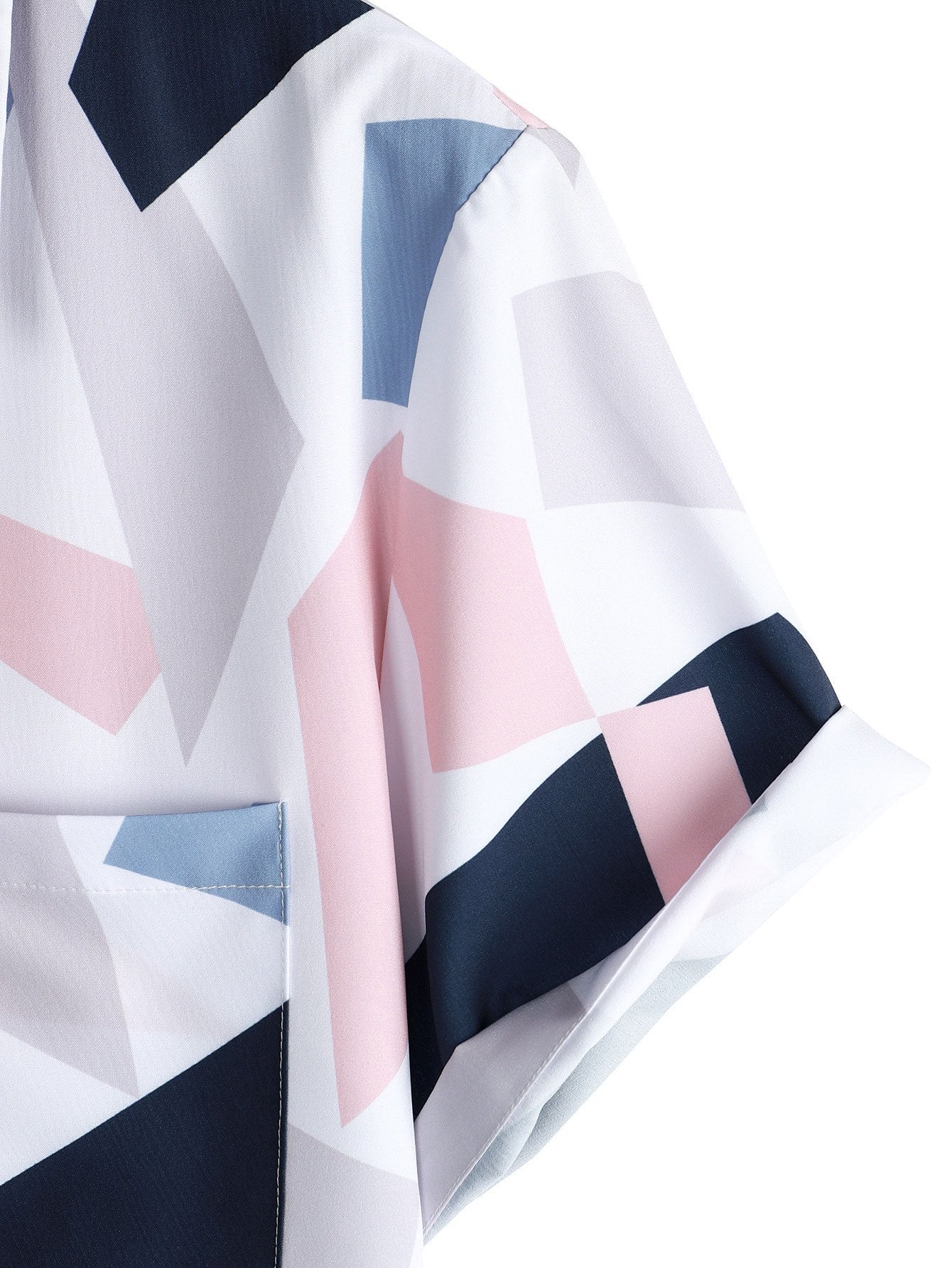 Shirt zum Knöpfen mit geometrischem Druck und Taschen