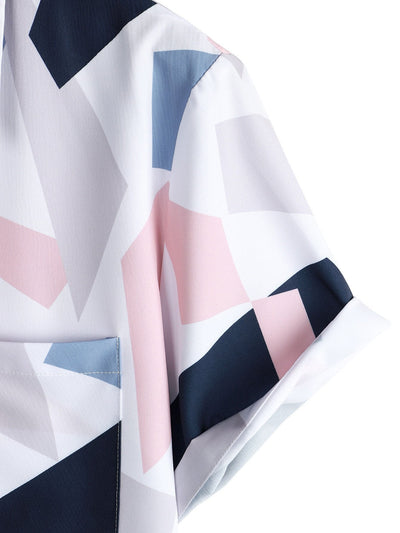 Shirt zum Knöpfen mit geometrischem Druck und Taschen