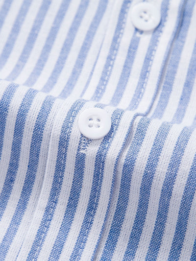 Kurzärmeliges gestreiftes Button-Down-Hemd aus Baumwollmischung