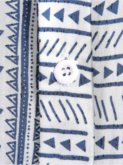 Shirt mit geometrischem Tribal-Druck und halber Knopfleiste mit Henley-Kragen