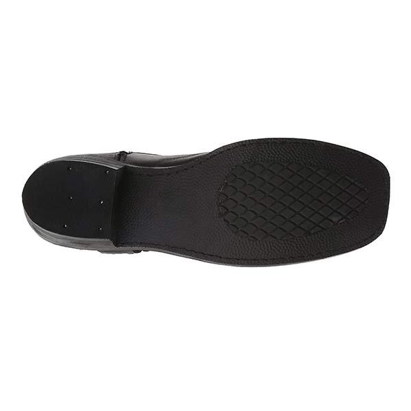 Damen-Mid-Cut-Lederstiefel im Bikerstil mit Harness-Detail