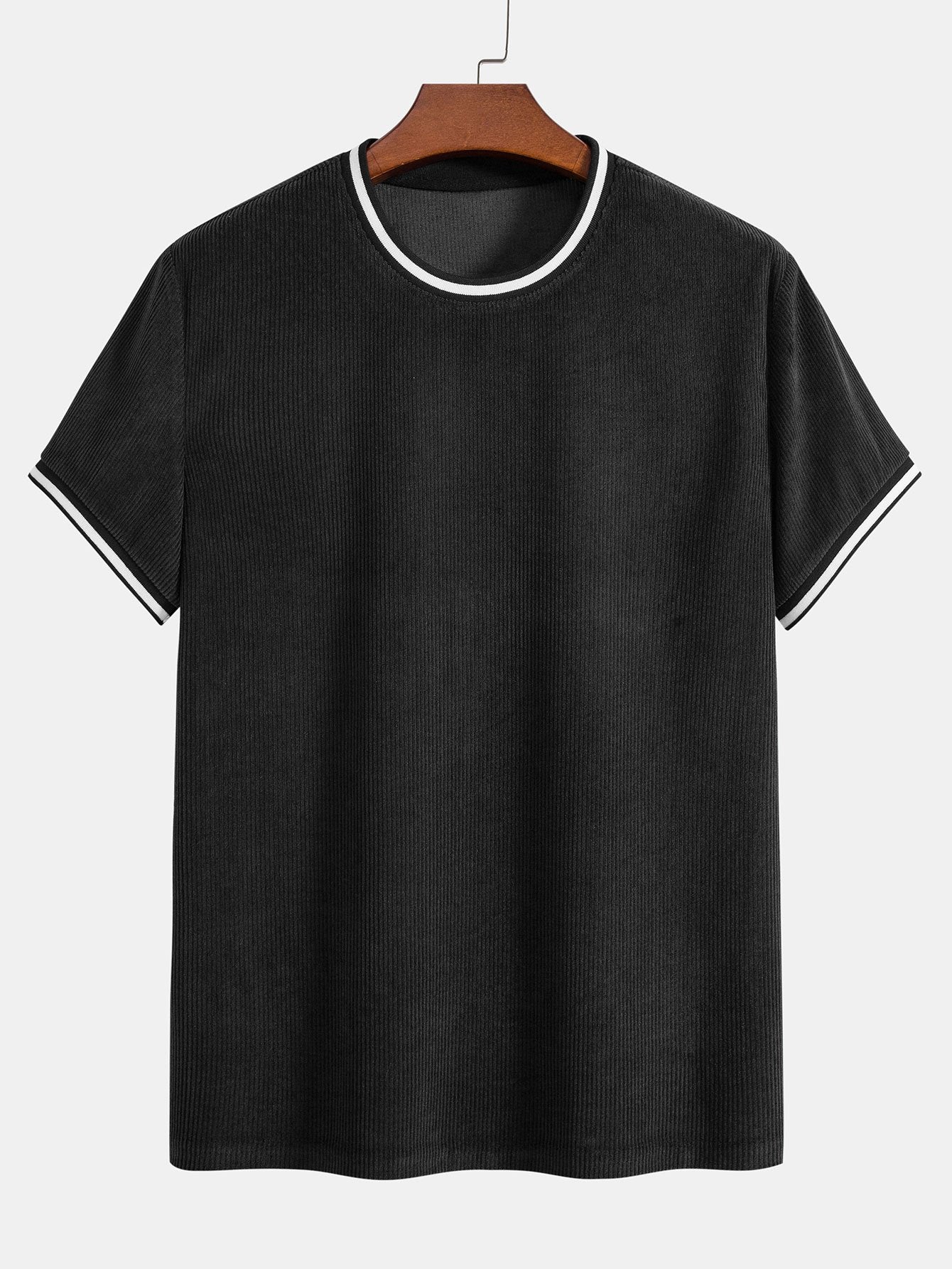 Kurzärmeliges Stretch-Cord-Ringer-T-Shirt & Camp; Cord-Shorts