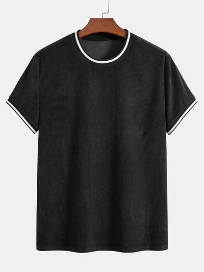 Kurzärmeliges Stretch-Cord-Ringer-T-Shirt & Camp; Cord-Shorts