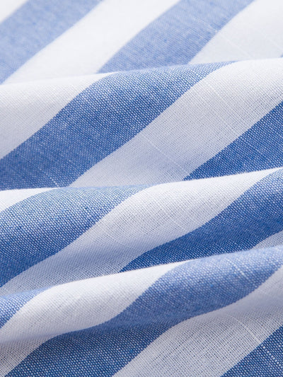 Gestreiftes Hemd aus Baumwollmischung mit Knopfleiste und Leinenhose mit geradem Bein