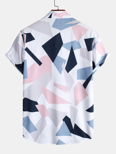 Shirt zum Knöpfen mit geometrischem Druck und Taschen