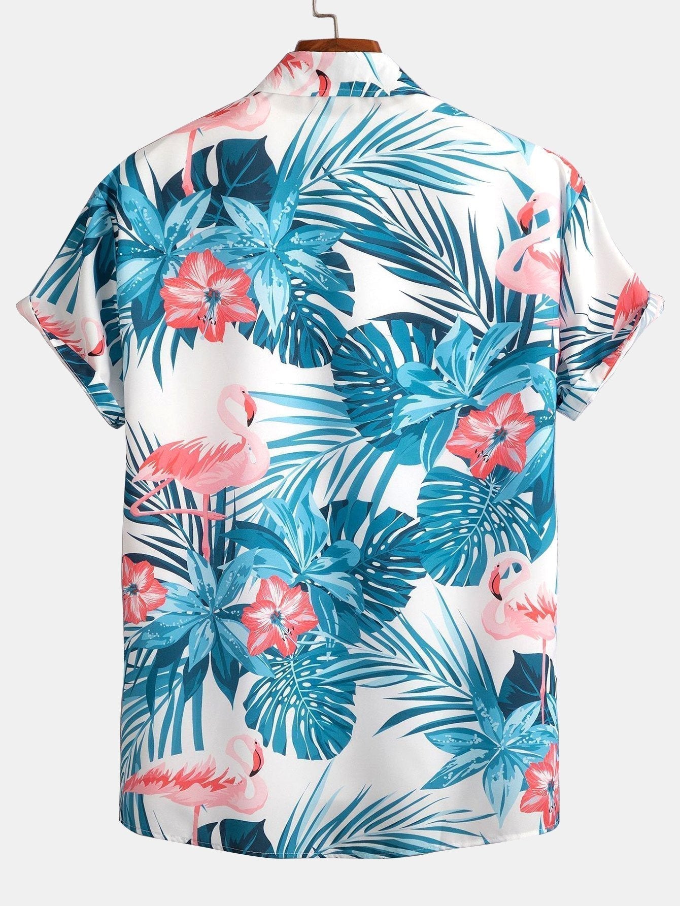 Shirt mit Flamingo-Knopfleiste und Badeanzug mit tropischem Muster