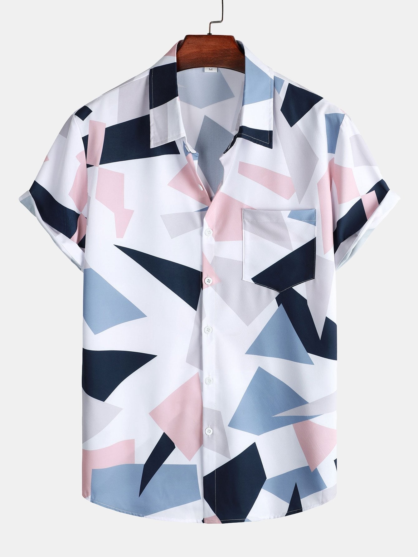 Shirt zum Knöpfen mit geometrischem Druck und Taschen