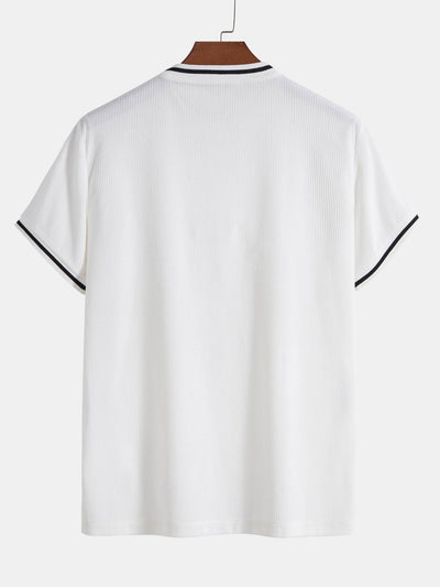 Kurzärmeliges Stretch-Cord-Ringer-T-Shirt & Camp; Cord-Shorts