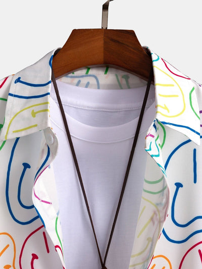 Button-up-Mieder mit buntem Smiley-Druck