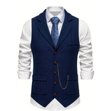 Karl | Herren Traditionelle Trachtenweste Retro in Marineblau