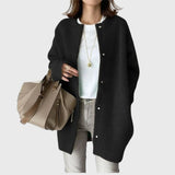 Leonie | Kaschmir Cardigan Lang Knopfleiste Elegant Strick in Black