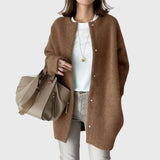 Leonie | Kaschmir Cardigan Lang Knopfleiste Elegant Strick in Caramel Brown