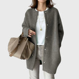 Leonie | Kaschmir Cardigan Lang Knopfleiste Elegant Strick in Gray