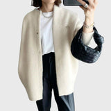 Leonie | Kaschmir Cardigan Lang Knopfleiste Elegant Strick in Beige
