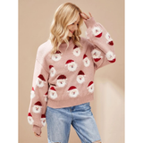 Katinka | Damen Oversized Pullover mit Weihnachten und langen Armen in Rosa