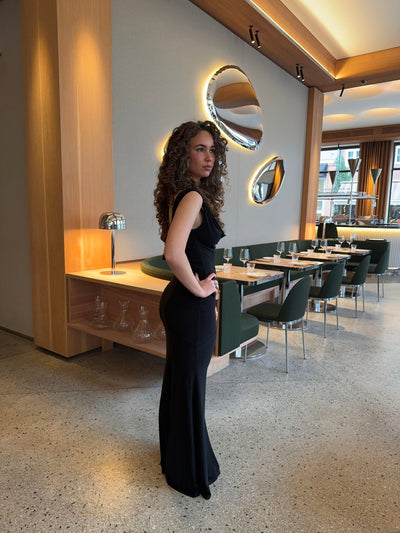 Damen Maxikleid ärmellos Baumwolle V-Ausschnitt für Sommer & Party