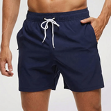 Kurze Herren-Badeshorts mit Kontrastbund in Marineblau