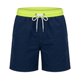 Kurze Herren-Badeshorts mit Kontrastbund in Grün Marineblau
