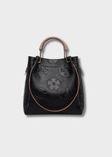 Damen Shopper Tasche mit Blumendruck - Samara in Schwarz