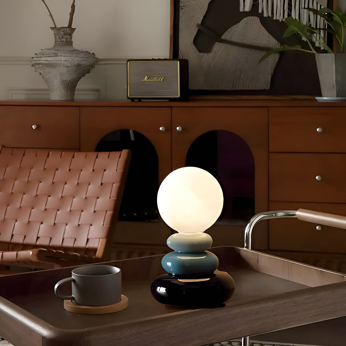 LayeredLumi Lampe - Skandinavische, farbenfrohe, gestapelte Tischlampe