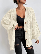 Lässiger Zopfmuster-Cardigan in Beige