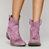 Laura | Damen Orthopädische Wildleder Stiefeletten im Western Stil mit Absatz in Rosa