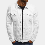 Leonhard | Herren Trucker Jacke mit Knopfverschluss in Weiß