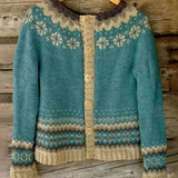 Liya | Damen Strickjacke mit Muster und Knöpfen in Blau